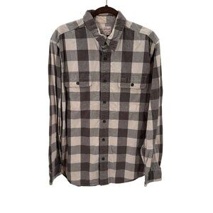 C.C. Filson Mens Gray/White Checkered Long Sleeve Shirt L 100% Cotton Casual